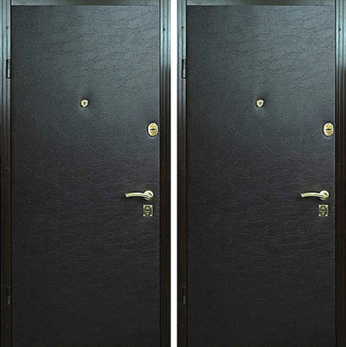 Входная металлическая дверь черная винилискожа СП286